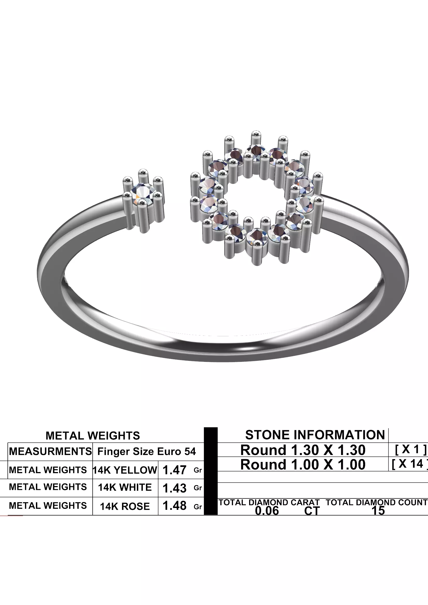 Circular Diamond Halo Ring - Modern 14K Gold Fine Jewellery 3D print model_11