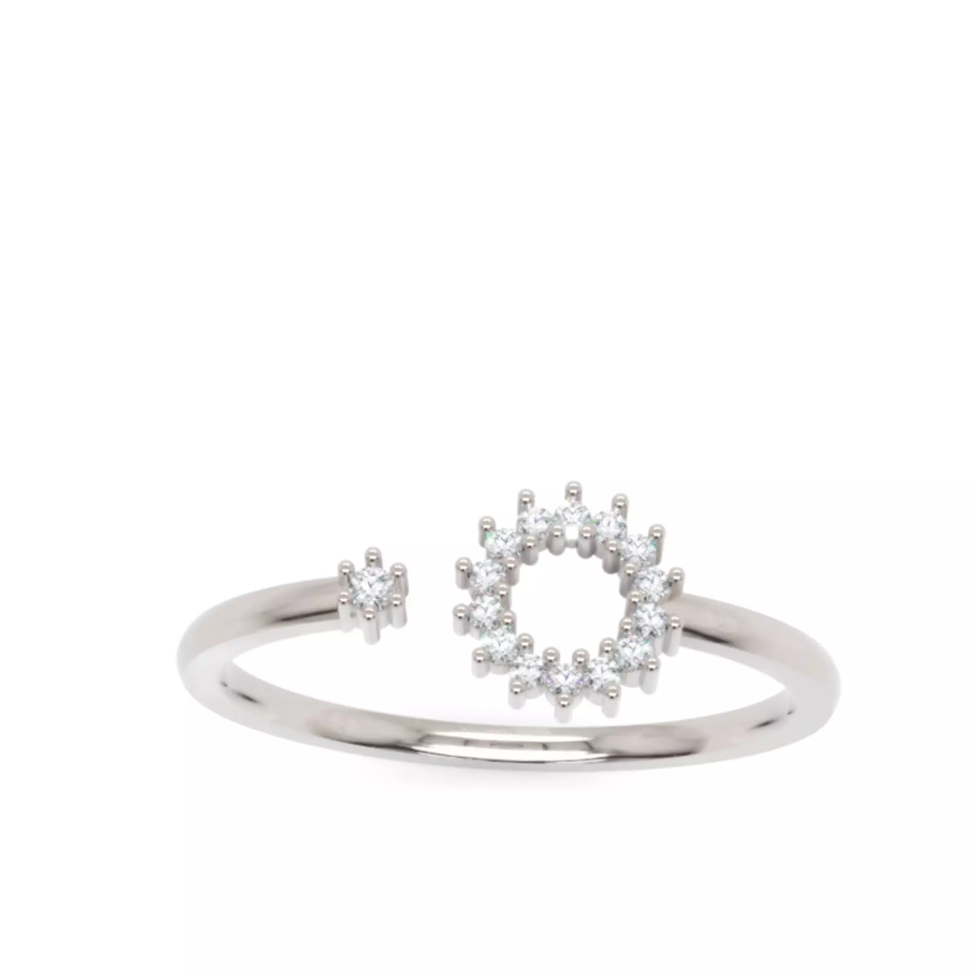 Circular Diamond Halo Ring - Modern 14K Gold Fine Jewellery 3D print model_2