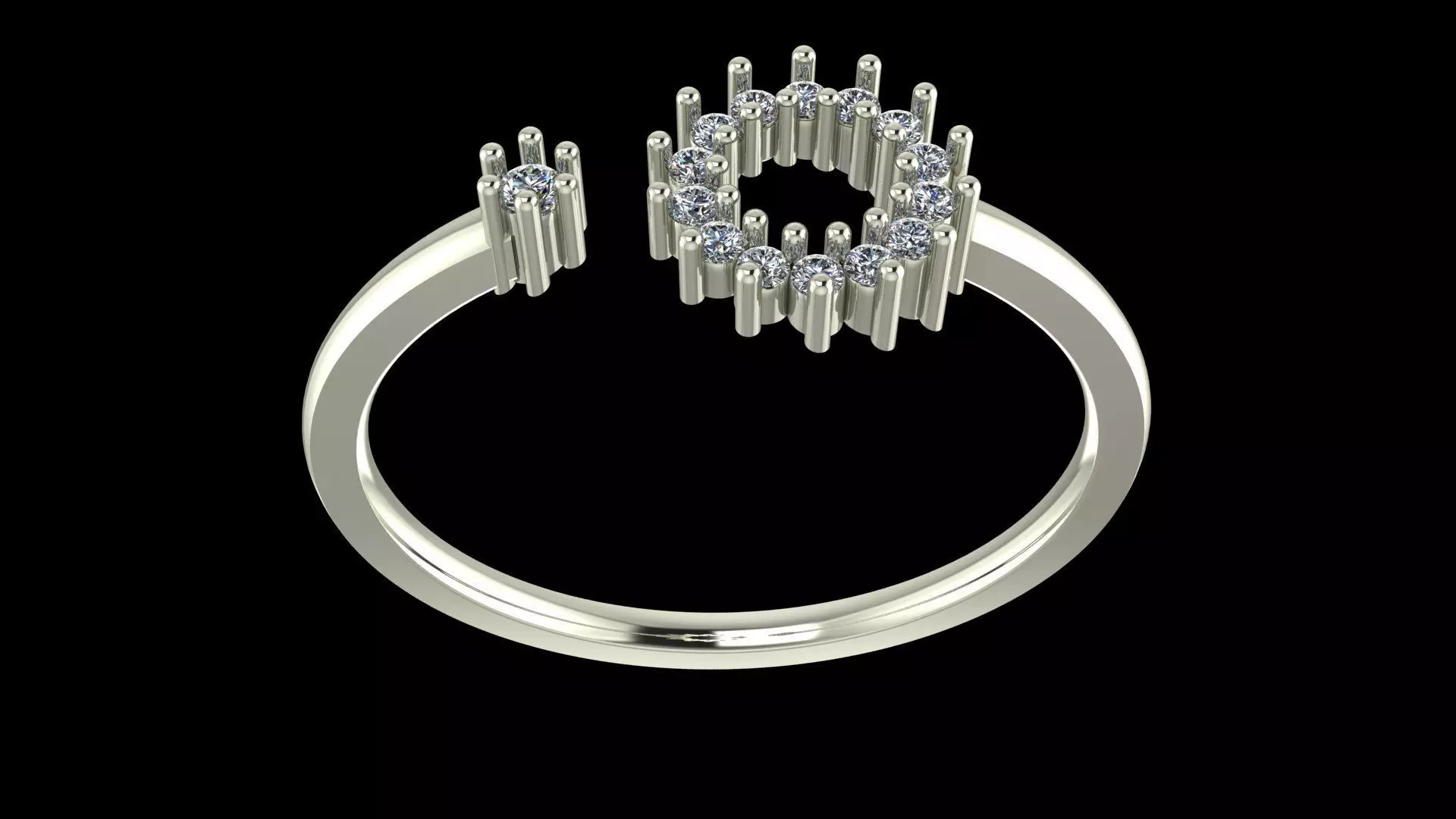 Circular Diamond Halo Ring - Modern 14K Gold Fine Jewellery 3D print model_9