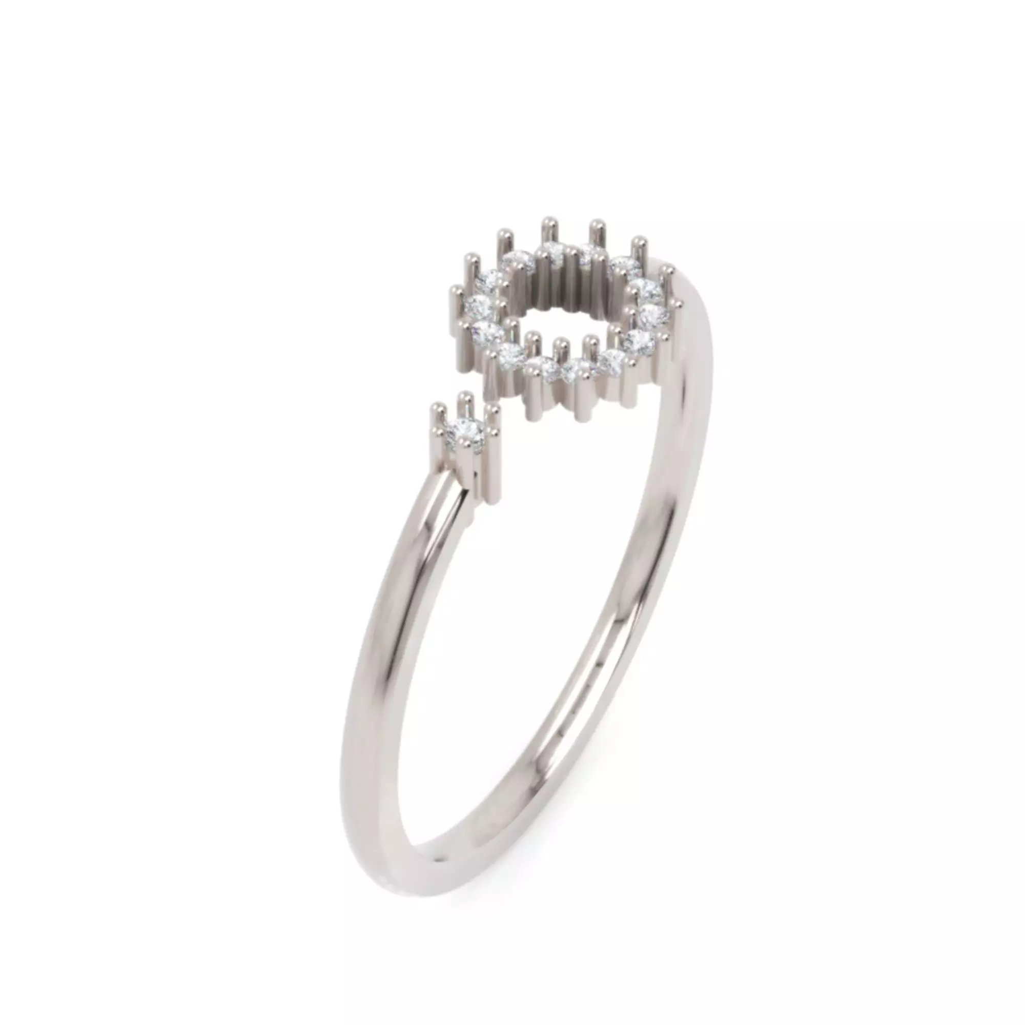 Circular Diamond Halo Ring - Modern 14K Gold Fine Jewellery 3D print model_1