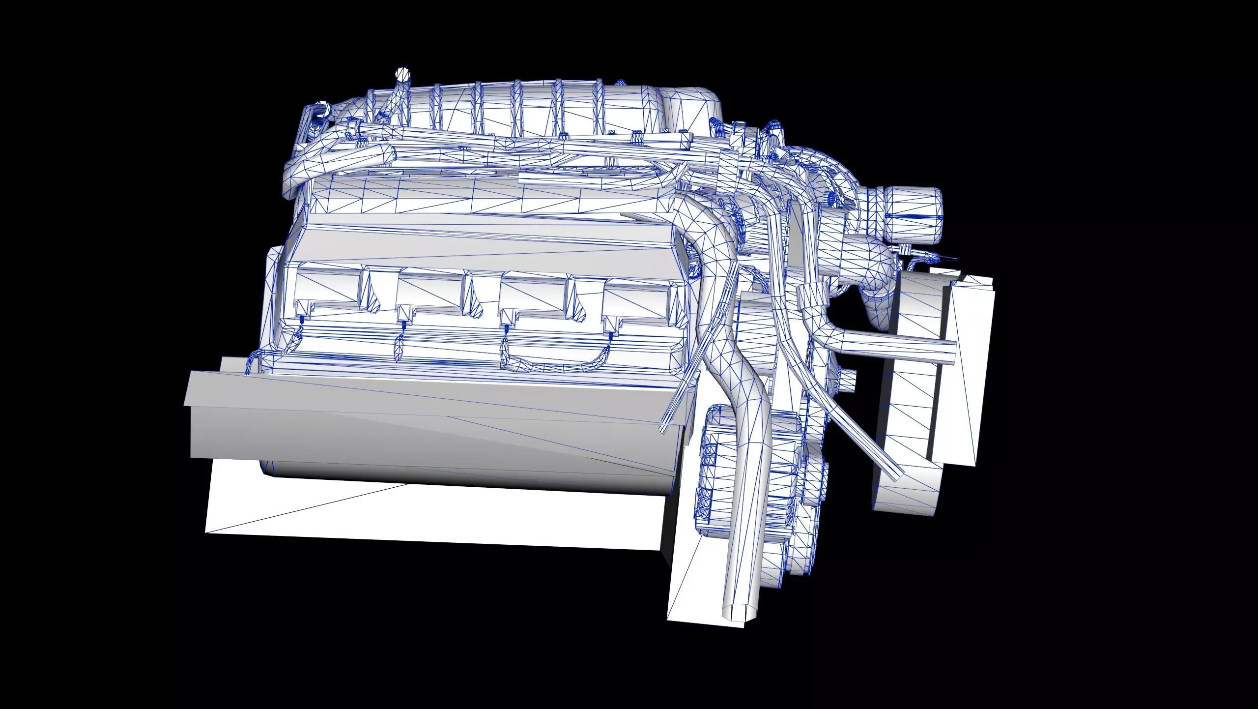 Dodge Hellcat Supercharged Hemi V8 Engine Low-poly 3D model_13
