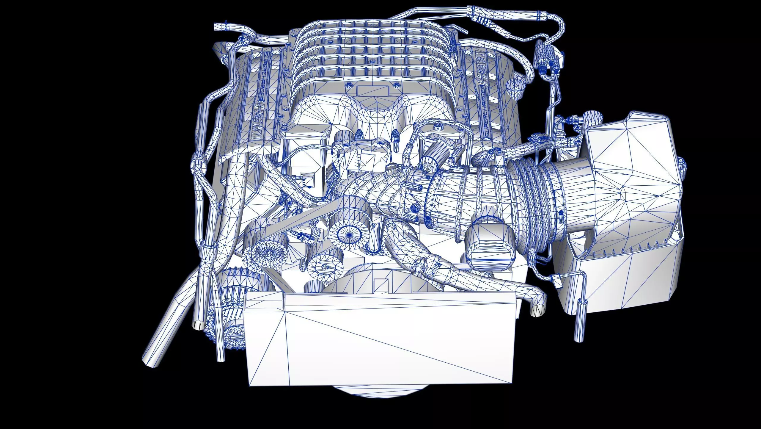 Dodge Hellcat Supercharged Hemi V8 Engine Low-poly 3D model_11