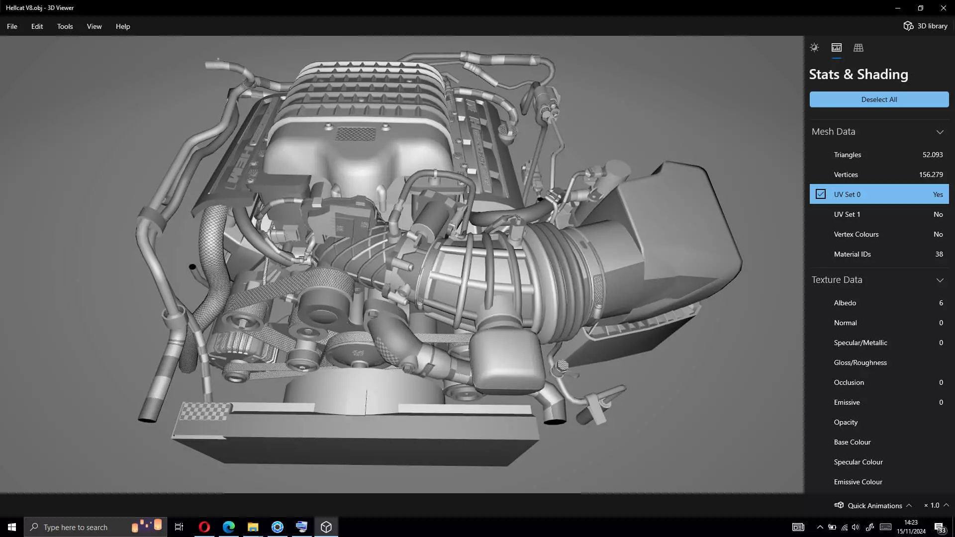 Dodge Hellcat Supercharged Hemi V8 Engine Low-poly 3D model_19