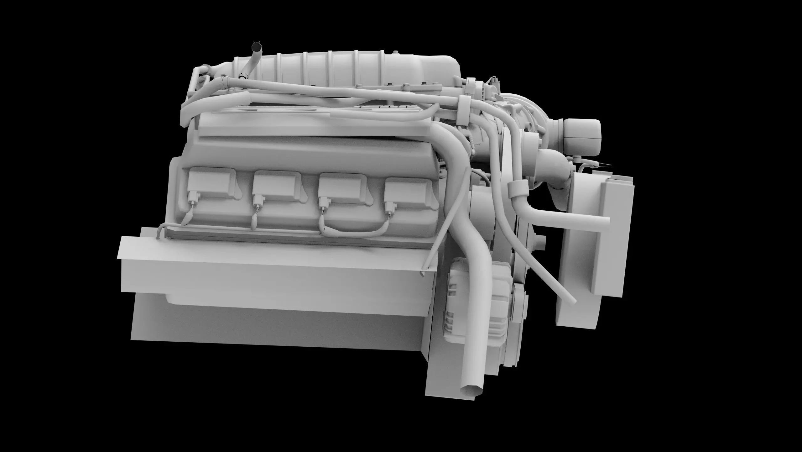 Dodge Hellcat Supercharged Hemi V8 Engine Low-poly 3D model_8