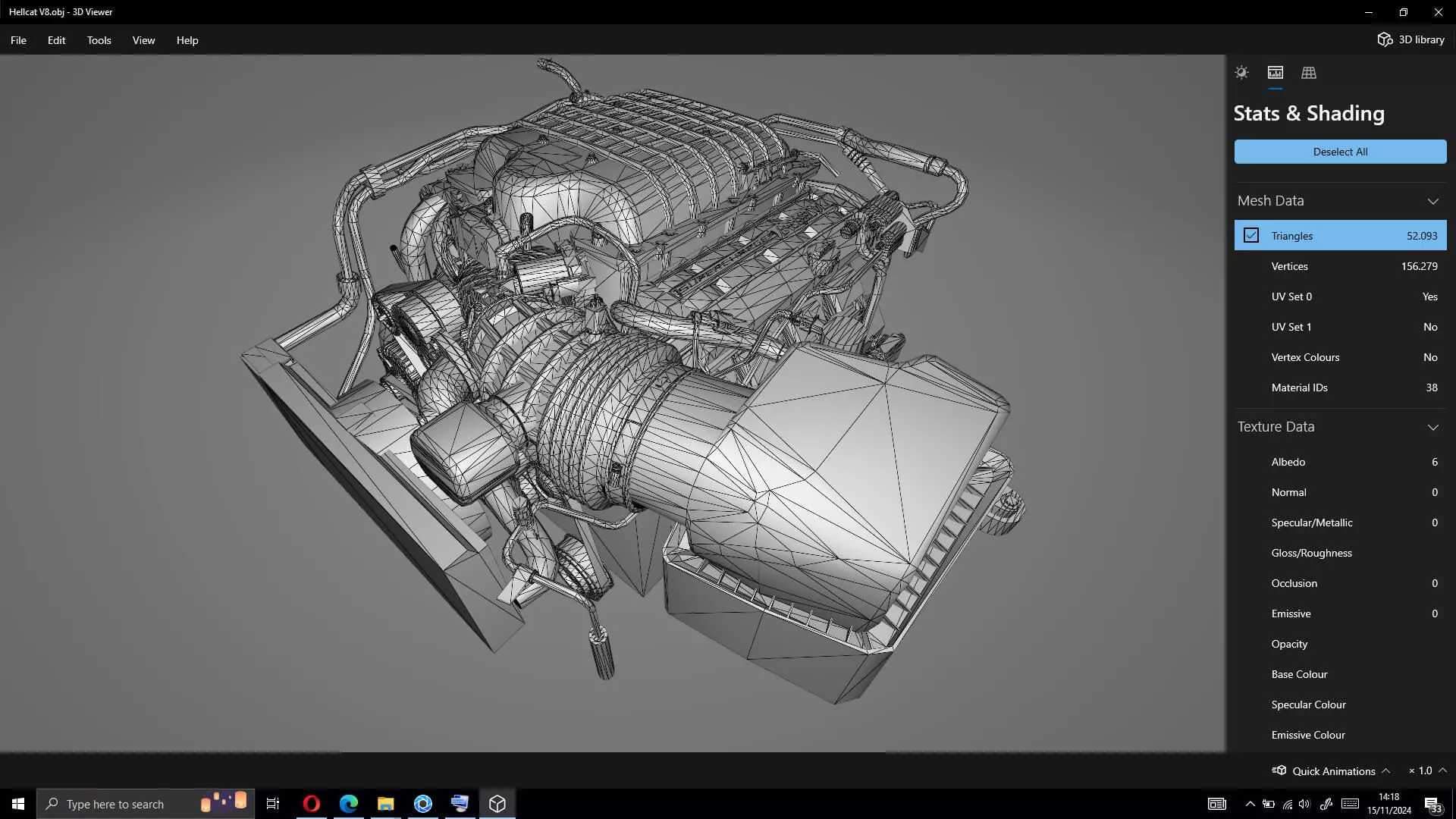 Dodge Hellcat Supercharged Hemi V8 Engine Low-poly 3D model_16