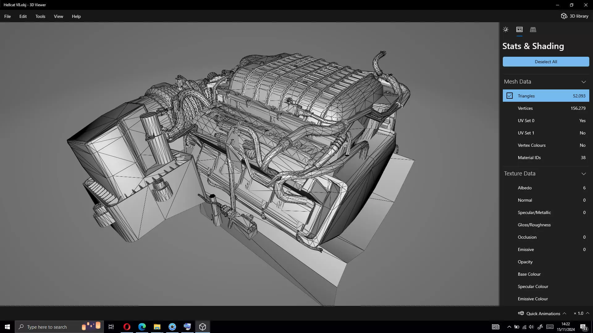 Dodge Hellcat Supercharged Hemi V8 Engine Low-poly 3D model_17