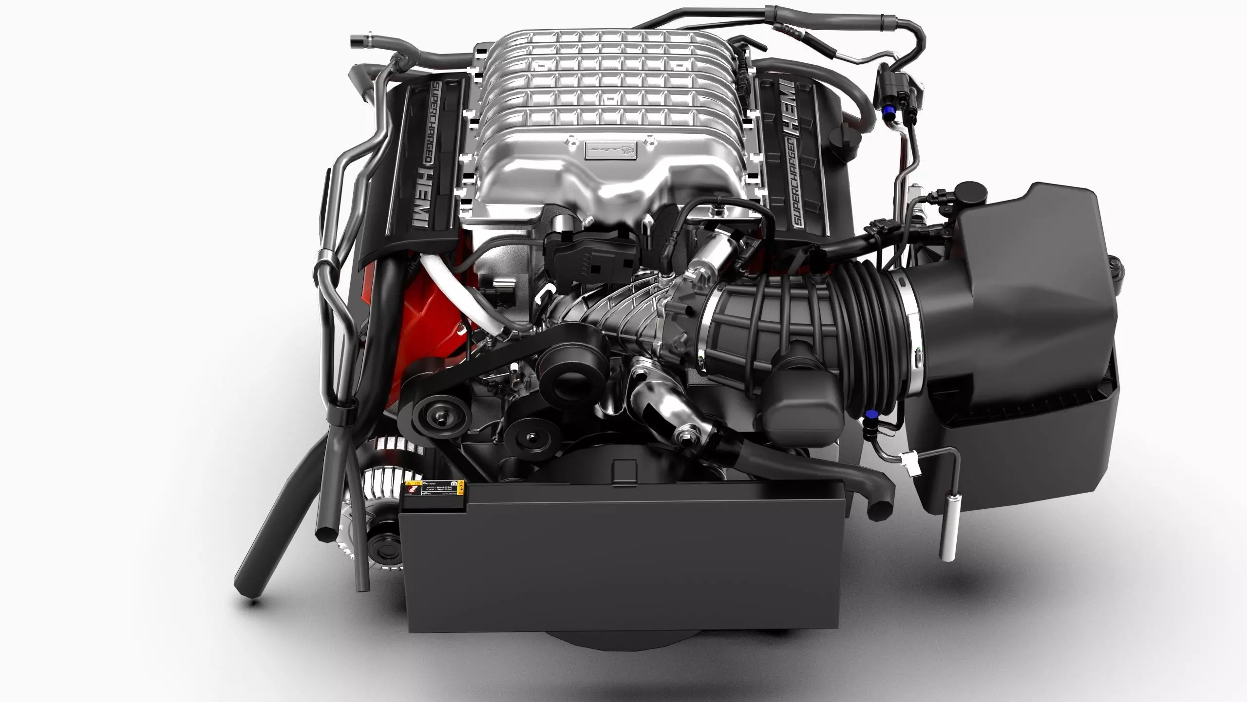 Dodge Hellcat Supercharged Hemi V8 Engine Low-poly 3D model_1