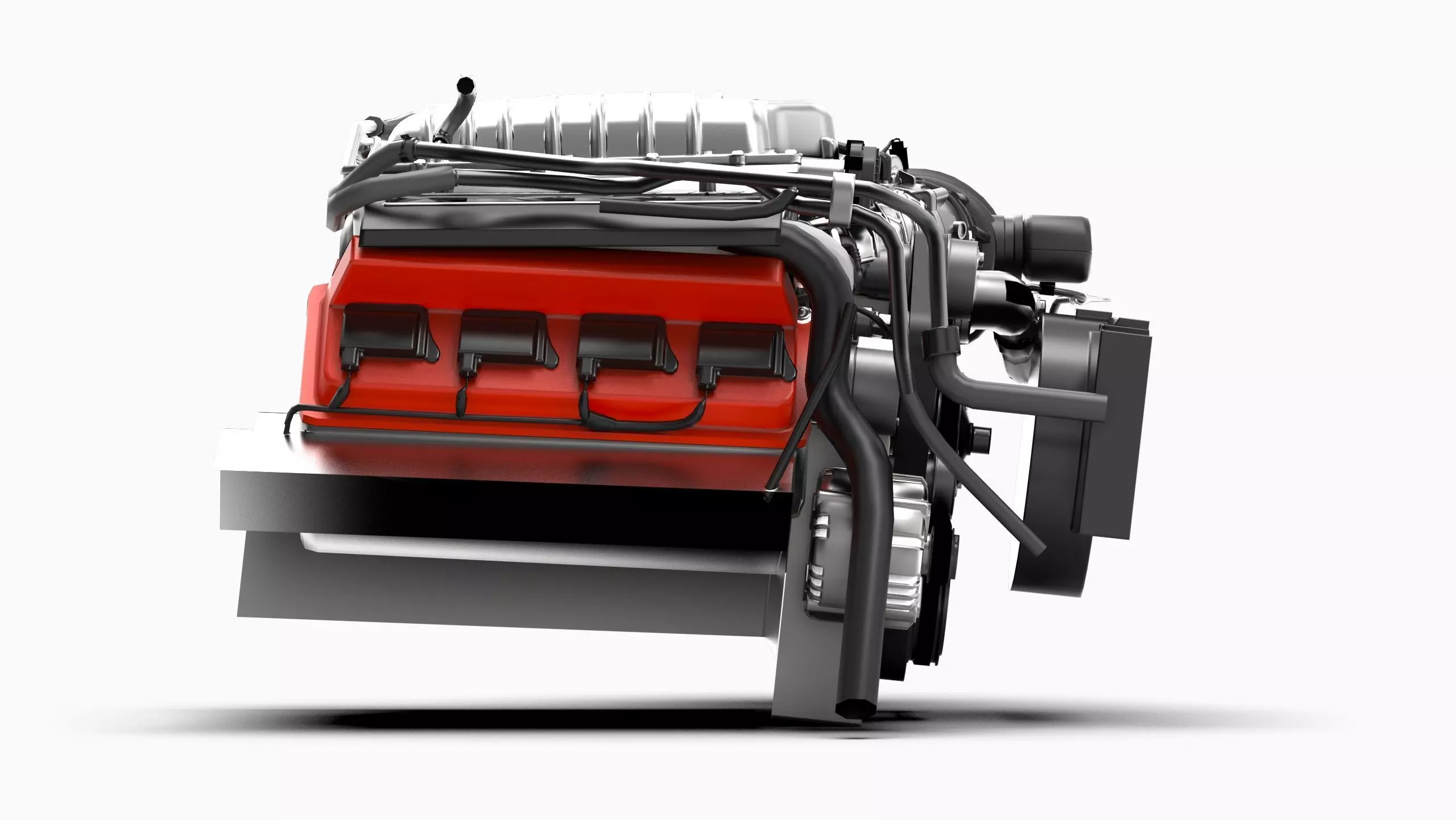 Dodge Hellcat Supercharged Hemi V8 Engine Low-poly 3D model_3