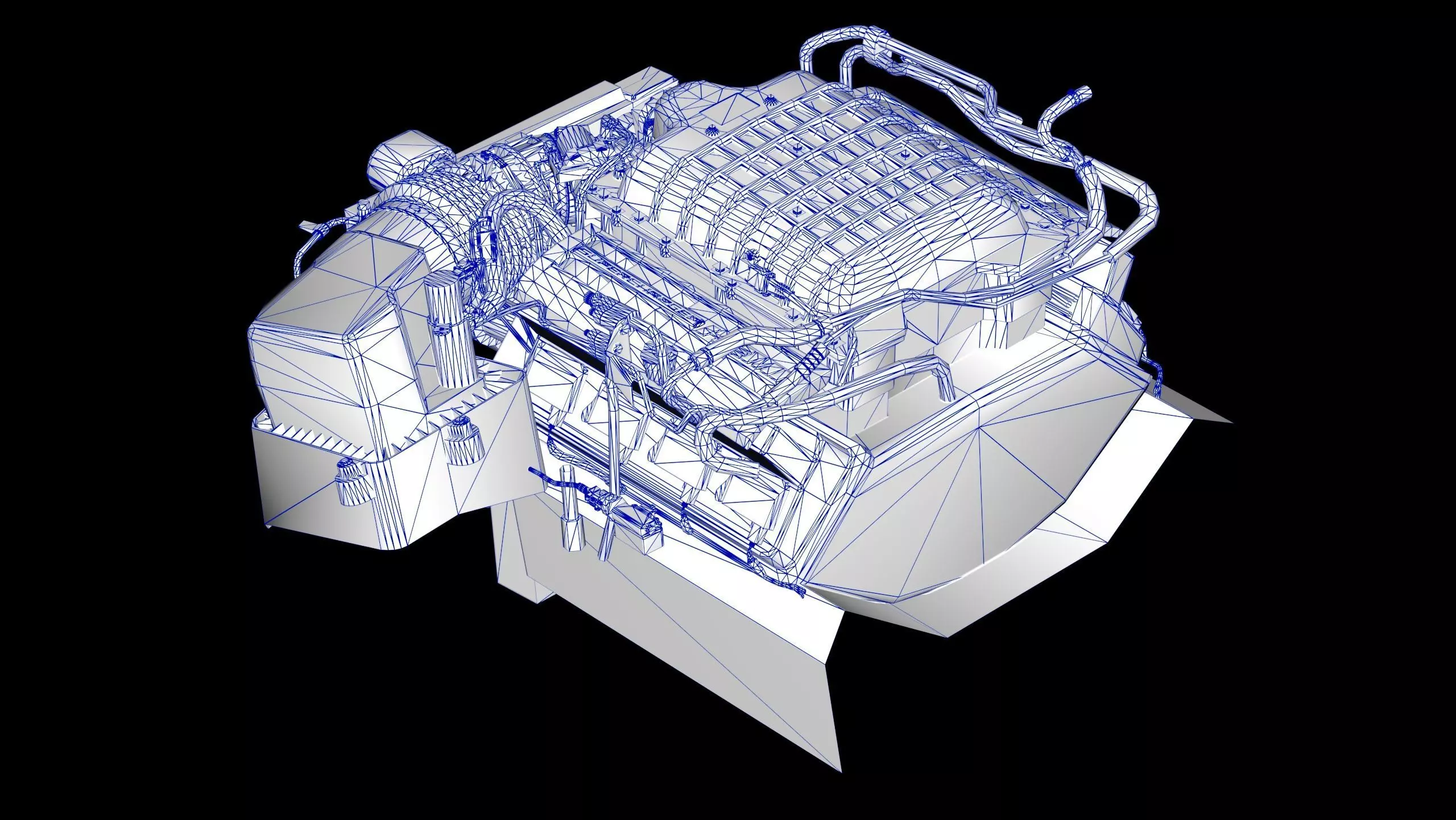 Dodge Hellcat Supercharged Hemi V8 Engine Low-poly 3D model_14