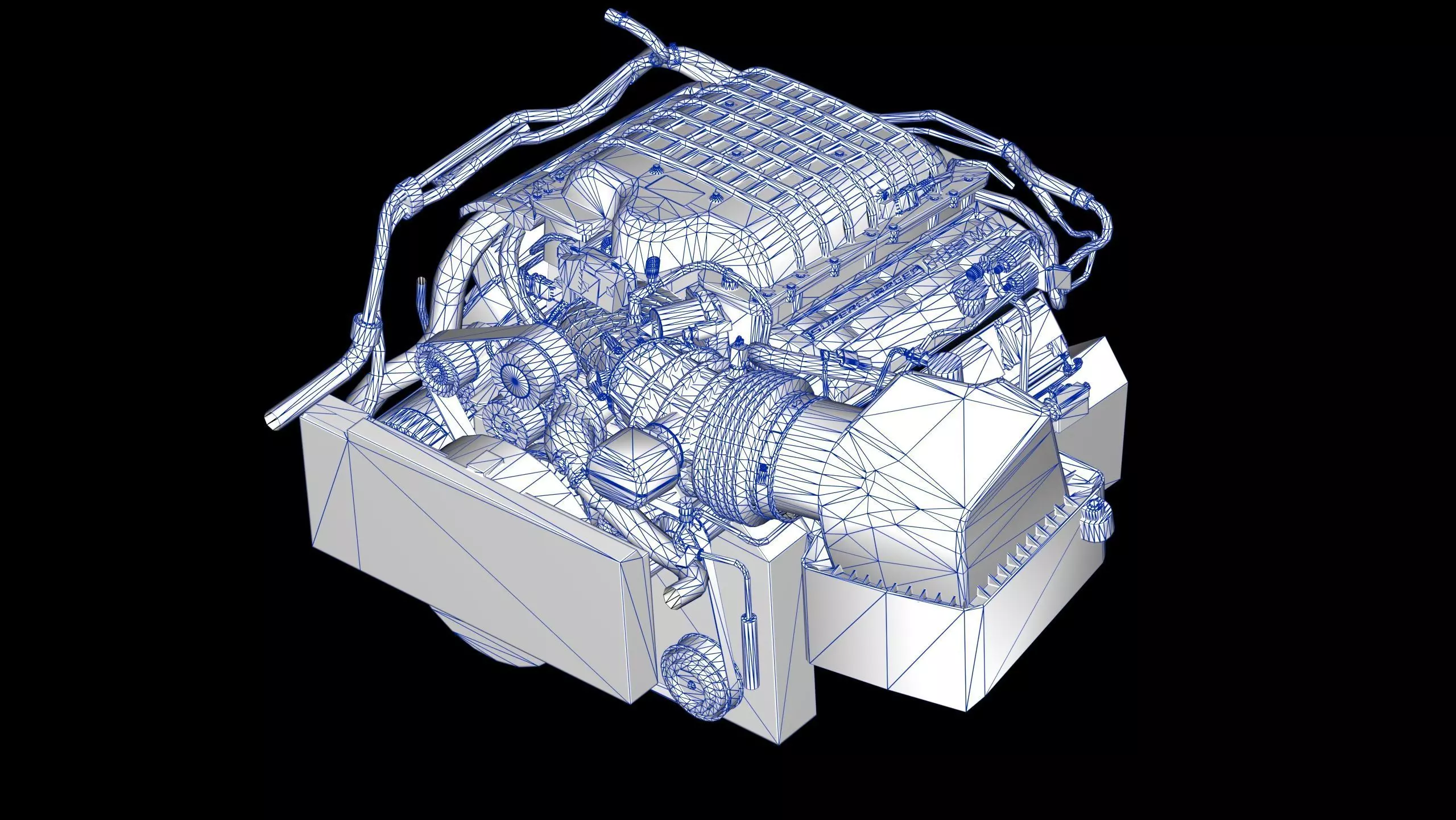 Dodge Hellcat Supercharged Hemi V8 Engine Low-poly 3D model_10