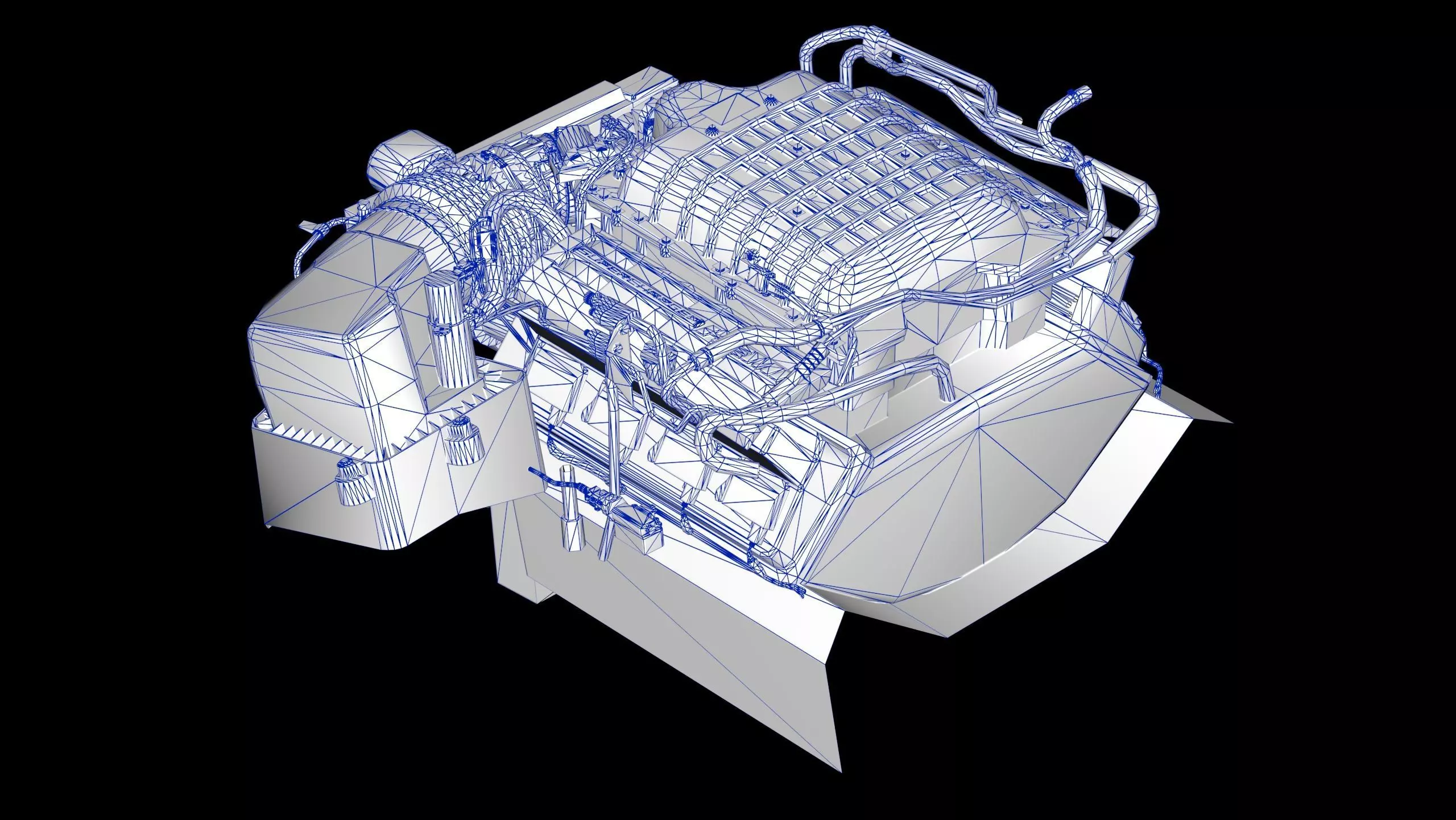 Dodge Hellcat Supercharged Hemi V8 Engine Low-poly 3D model_12