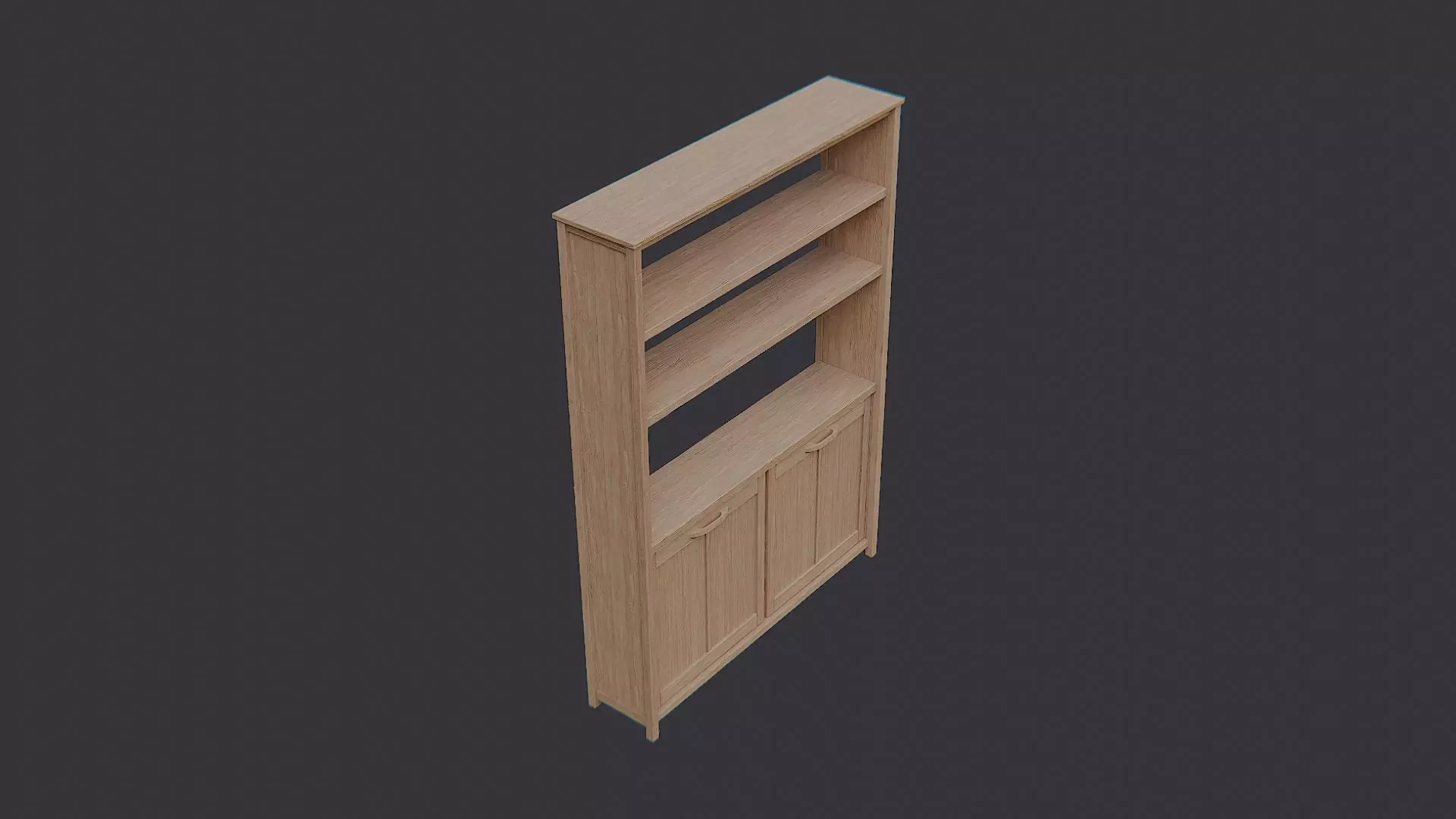 Wood Spa Shelf with Cabinet Low-poly 3D model_0