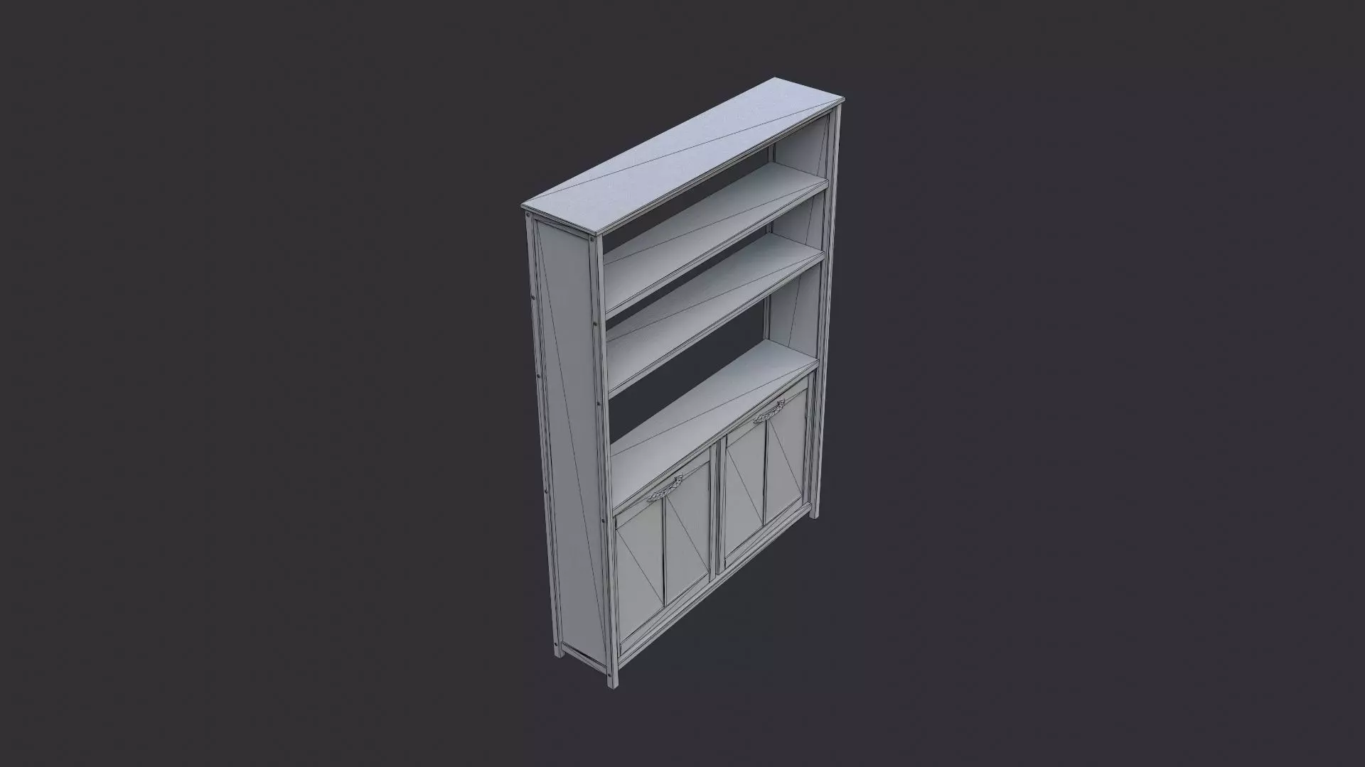 Wood Spa Shelf with Cabinet Low-poly 3D model_7