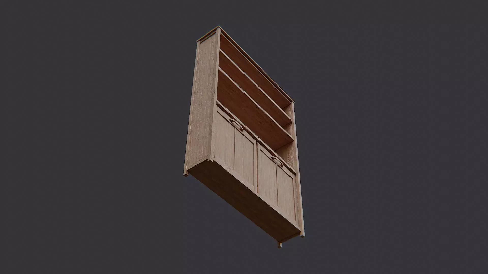 Wood Spa Shelf with Cabinet Low-poly 3D model_5
