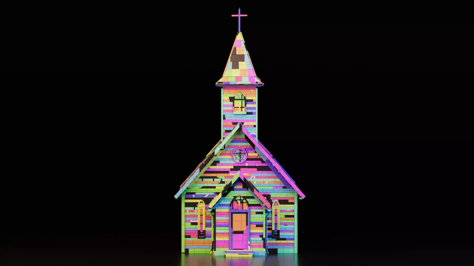 Medieval Church Low-poly 3D model_13