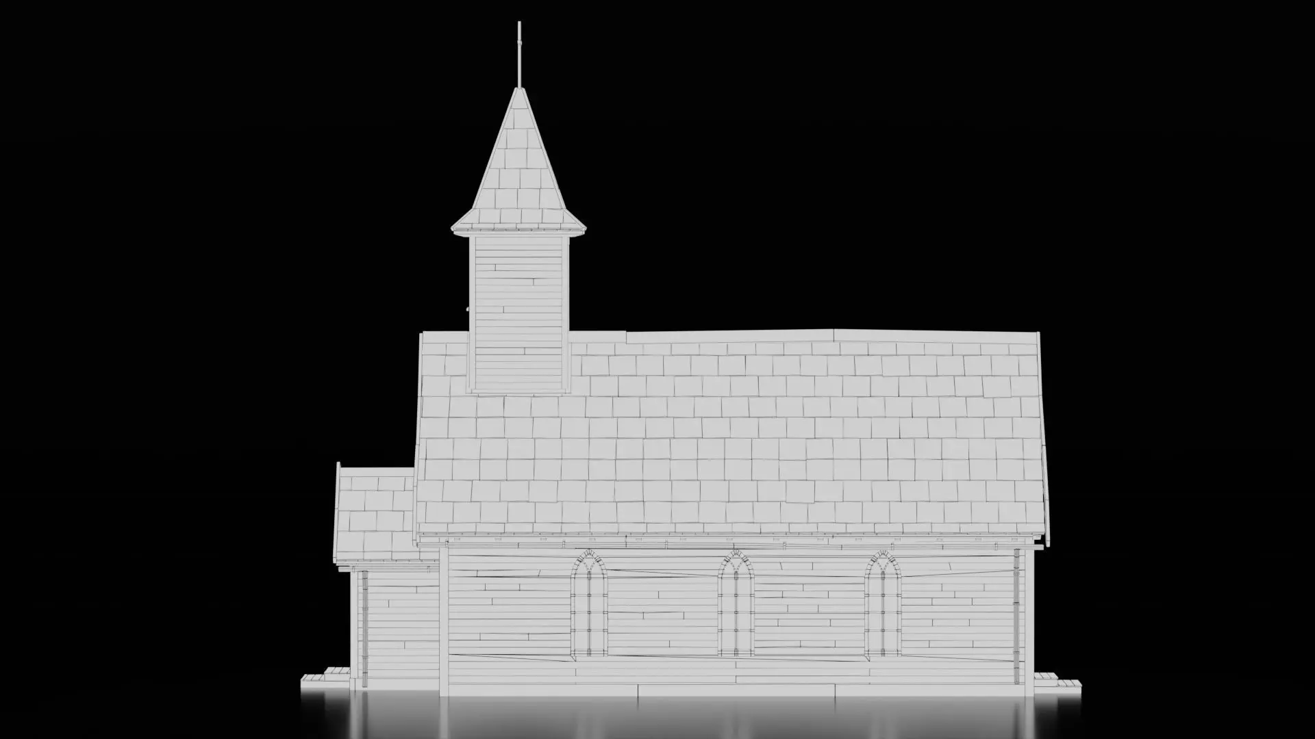 Medieval Church Low-poly 3D model_11