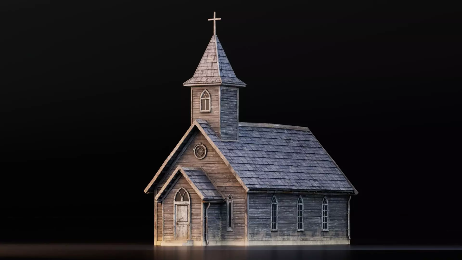 Medieval Church Low-poly 3D model_1