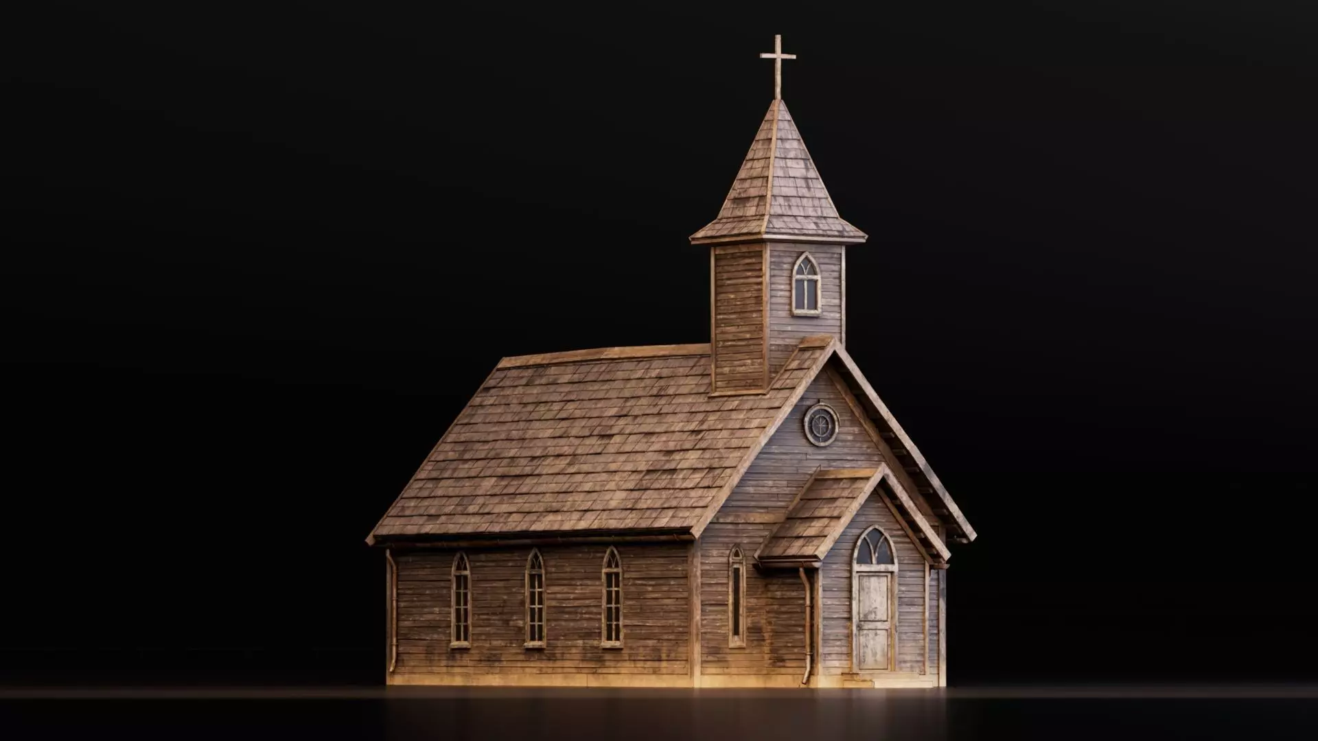 Medieval Church Low-poly 3D model_0