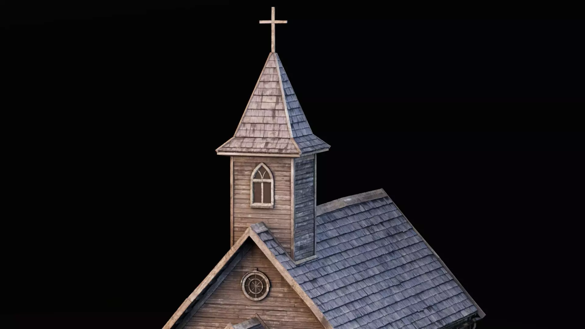Medieval Church Low-poly 3D model_6