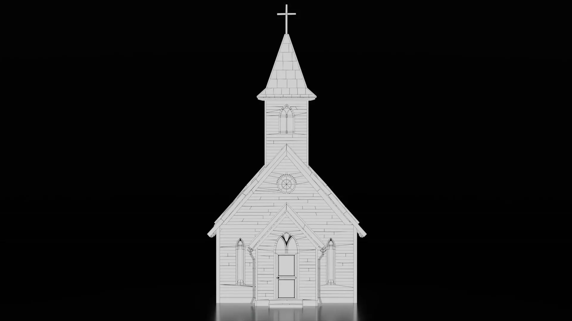 Medieval Church Low-poly 3D model_10