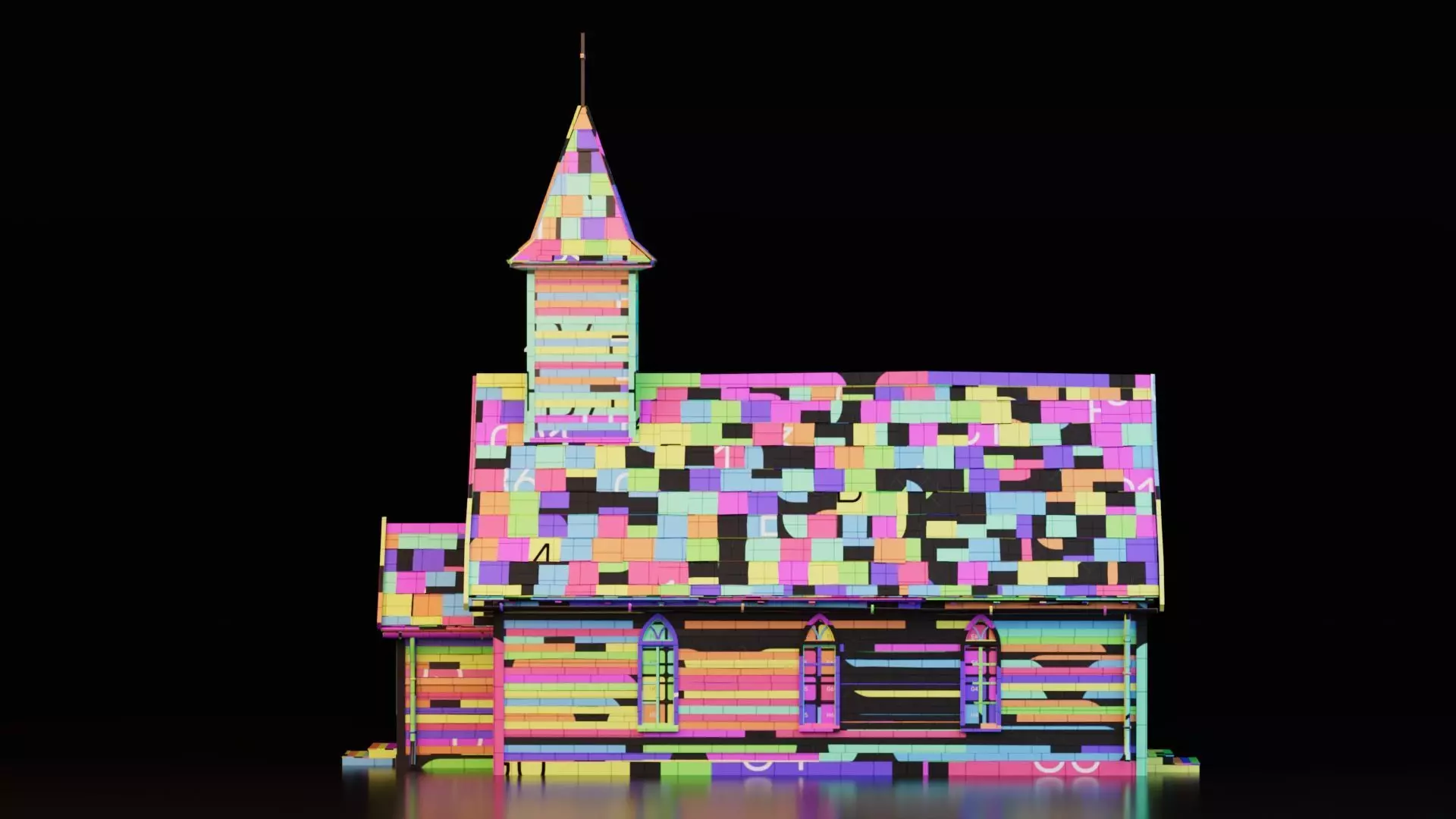 Medieval Church Low-poly 3D model_14