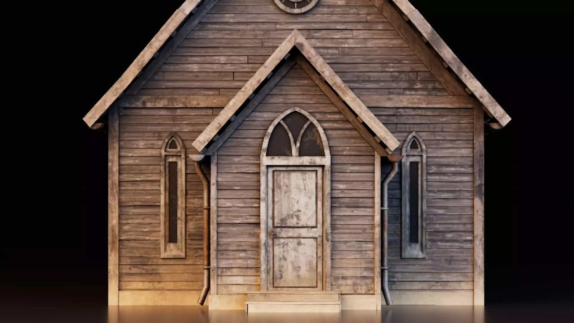 Medieval Church Low-poly 3D model_5