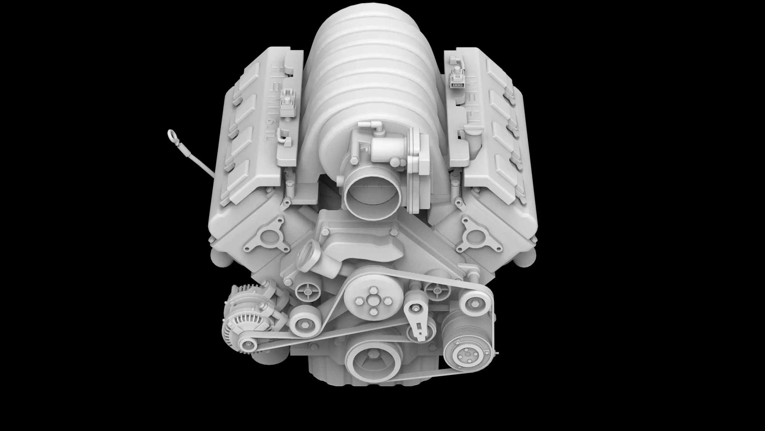 Dodge SRT Hemi V8 Low-poly 3D model_8