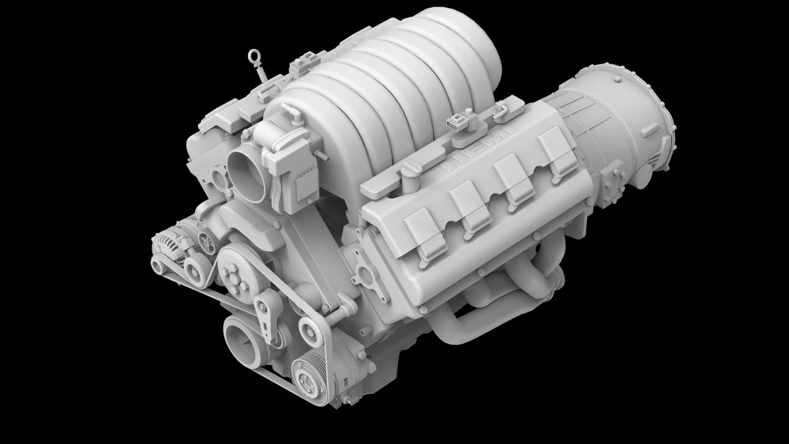 Dodge SRT Hemi V8 Low-poly 3D model_7