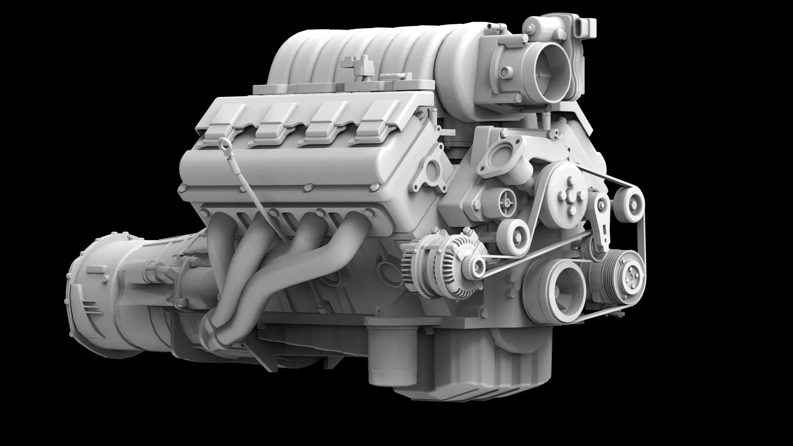 Dodge SRT Hemi V8 Low-poly 3D model_9