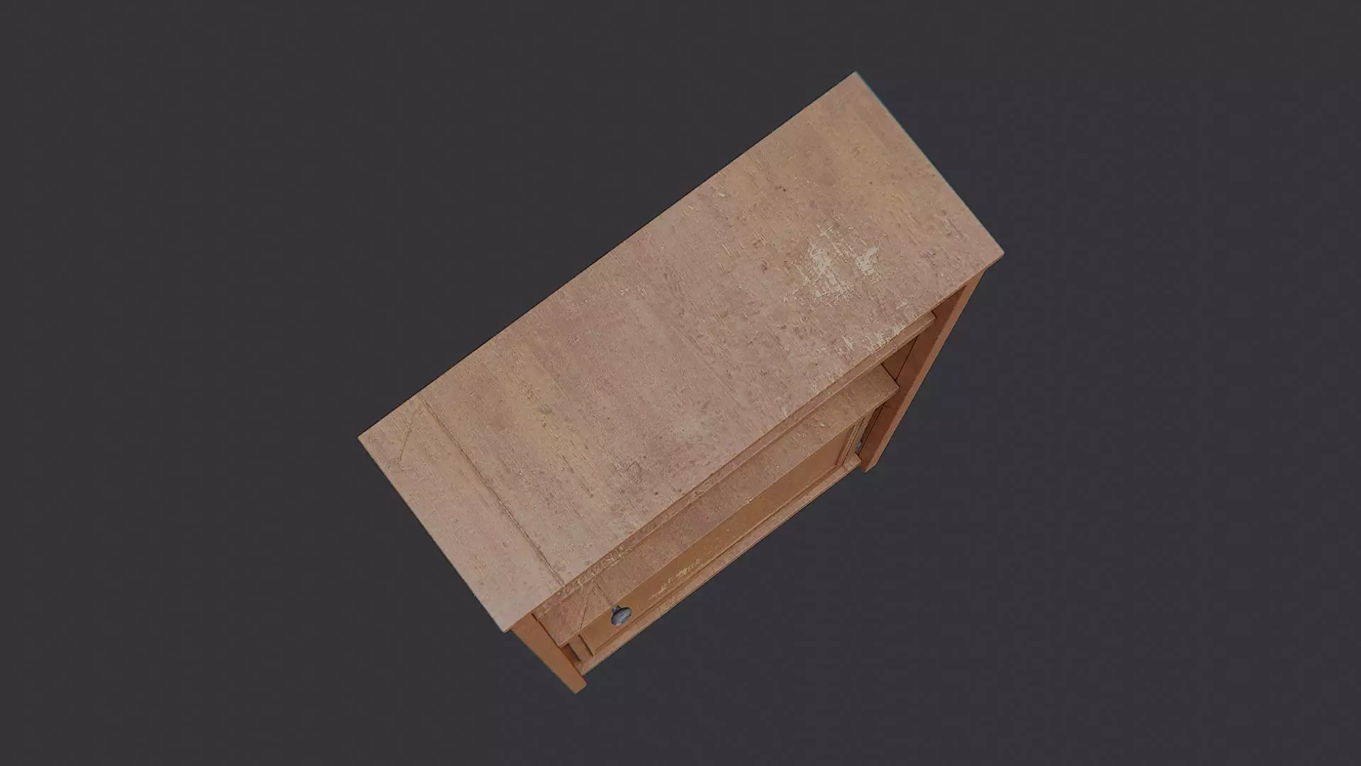 Rustic Wooden Spa Shelf Cabinet Low-poly 3D model_4