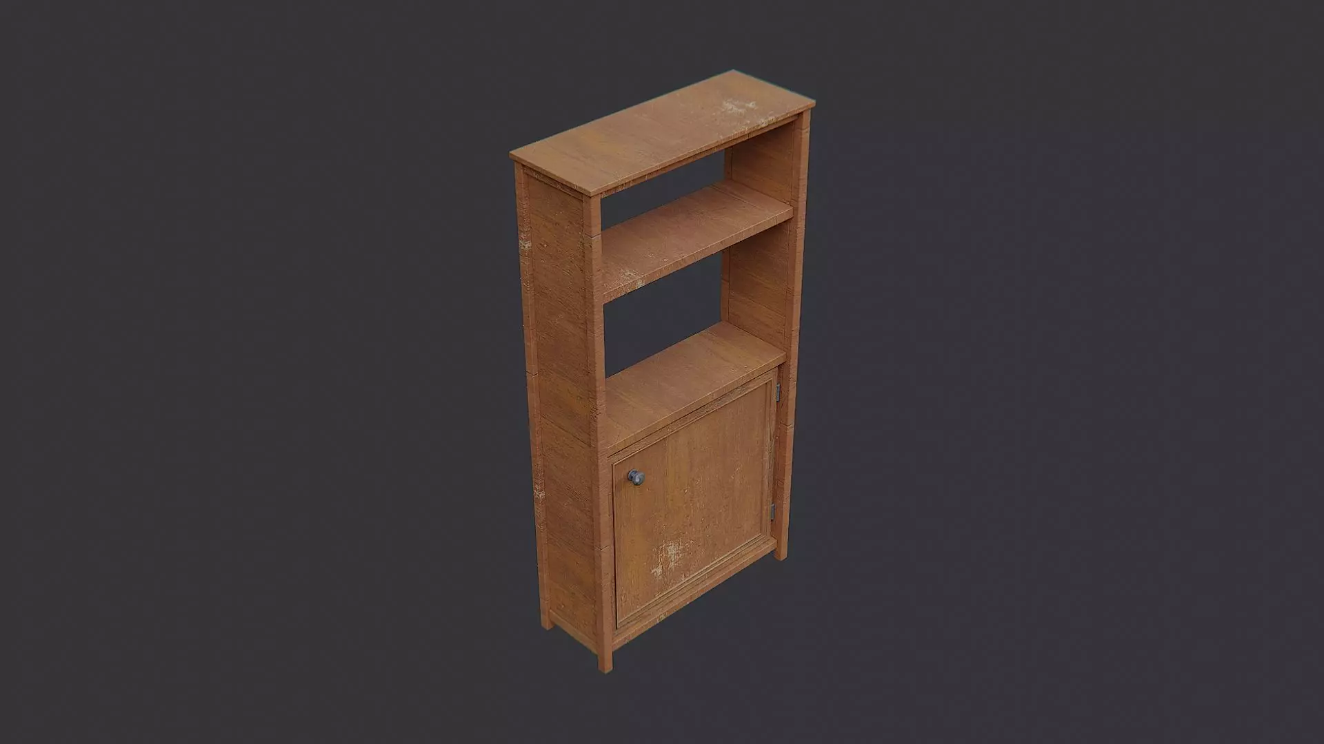 Rustic Wooden Spa Shelf Cabinet Low-poly 3D model_0