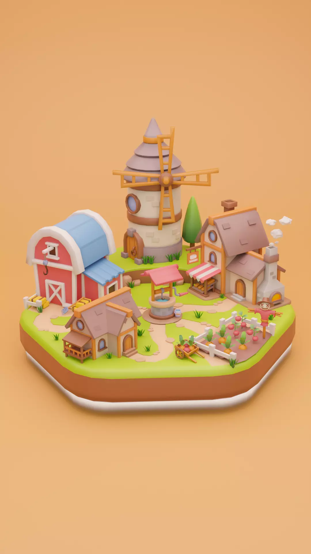 Low Poly Fantasy Fruit Diorama Low-poly 3D model_0