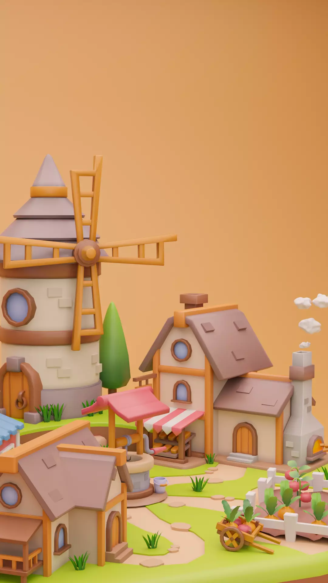 Low Poly Fantasy Fruit Diorama Low-poly 3D model_2