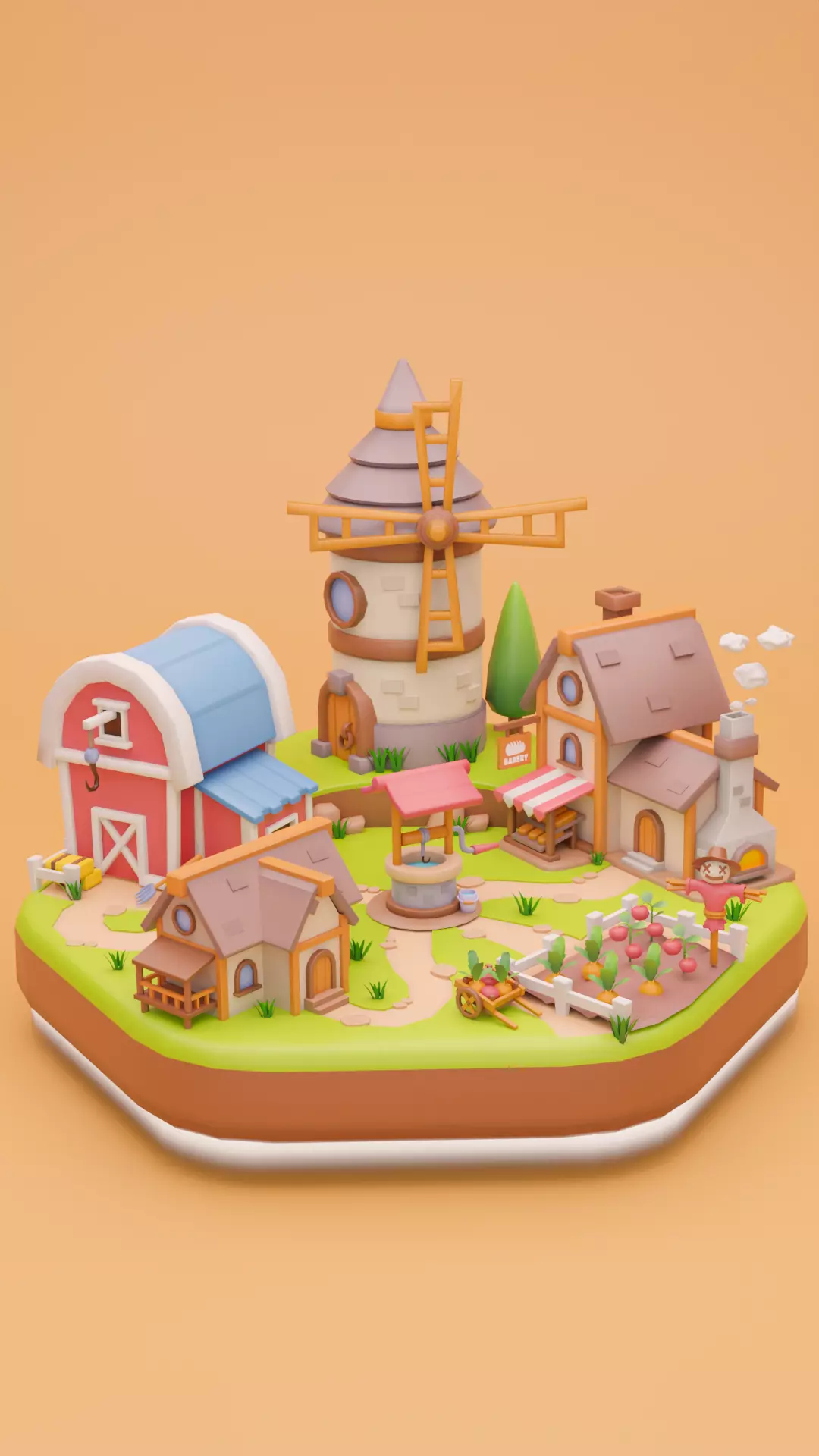 Low Poly Fantasy Fruit Diorama Low-poly 3D model_3