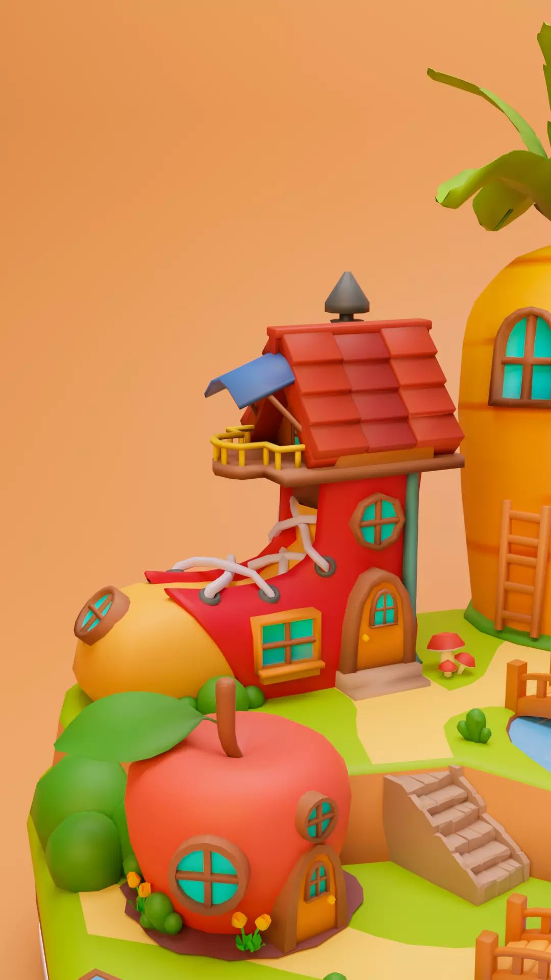 Low Poly Fantasy Fruit Daiorma Low-poly 3D model_2