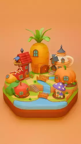 Low Poly Fantasy Fruit Daiorma Low-poly 3D model