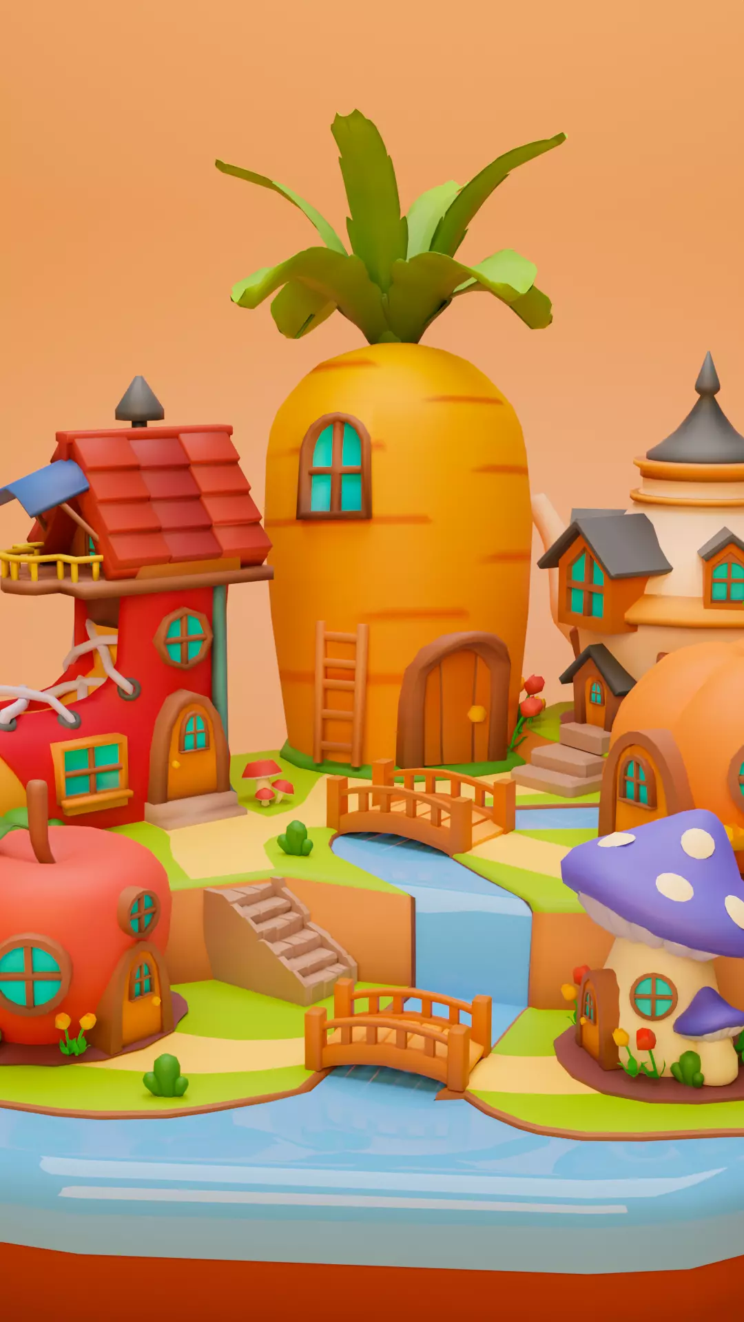 Low Poly Fantasy Fruit Daiorma Low-poly 3D model_1