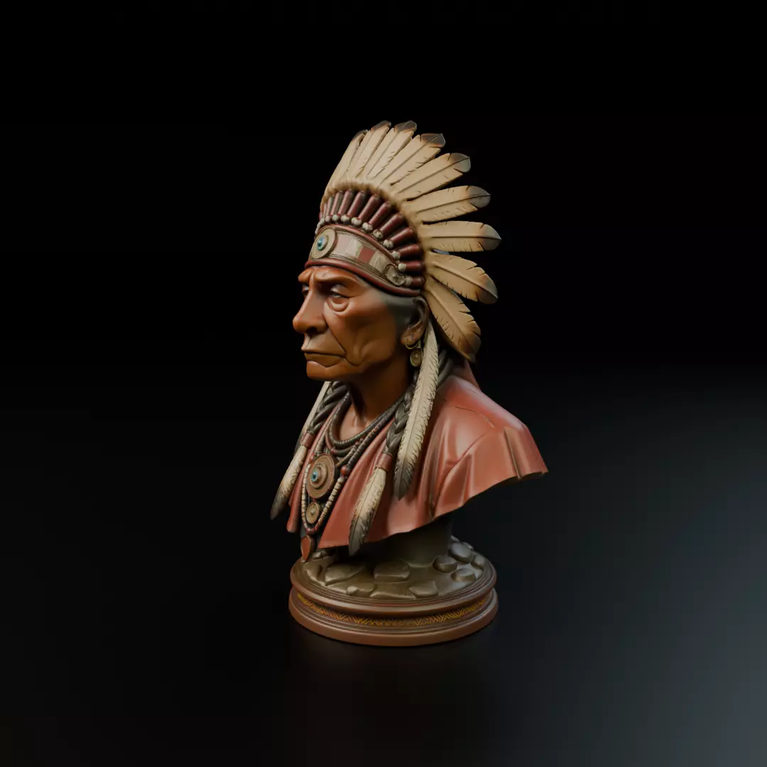 Native American Bust 3D print model_9