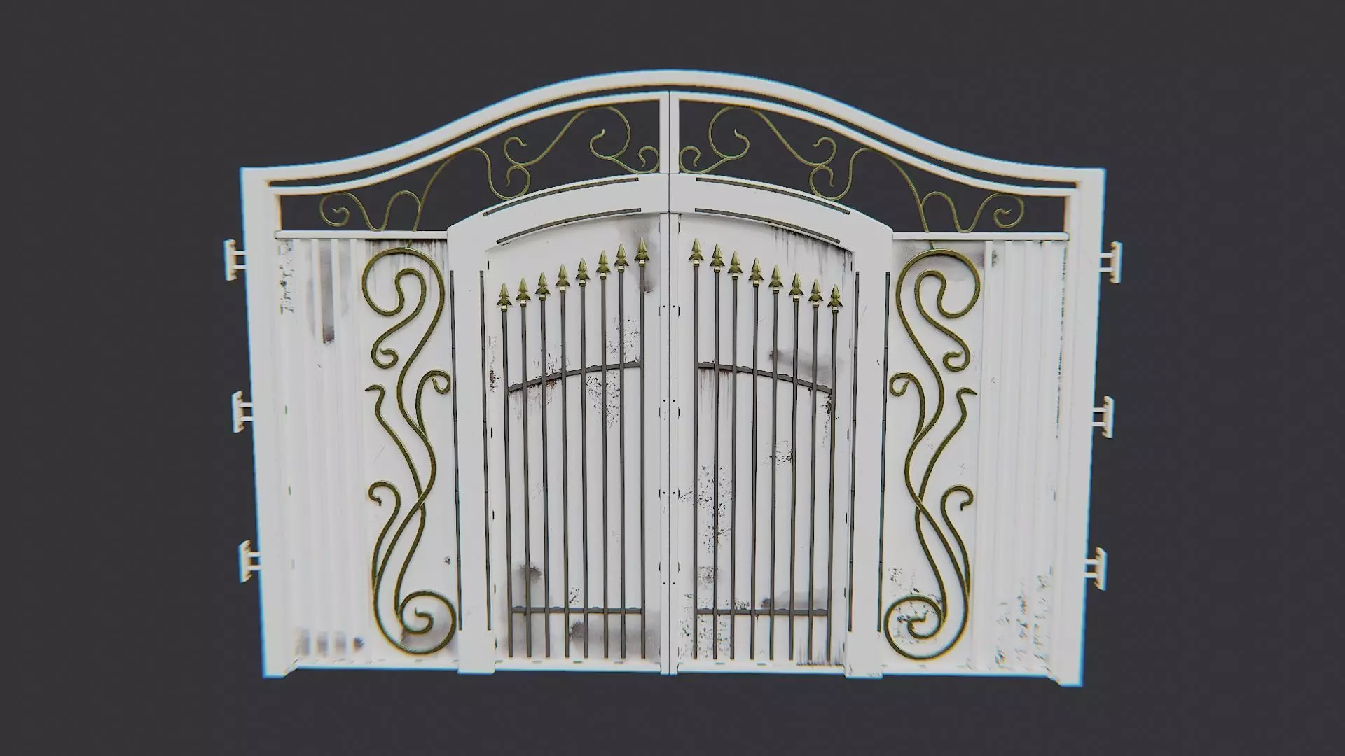 Ornate Church Gate with sliding iron doors Low-poly 3D model_2