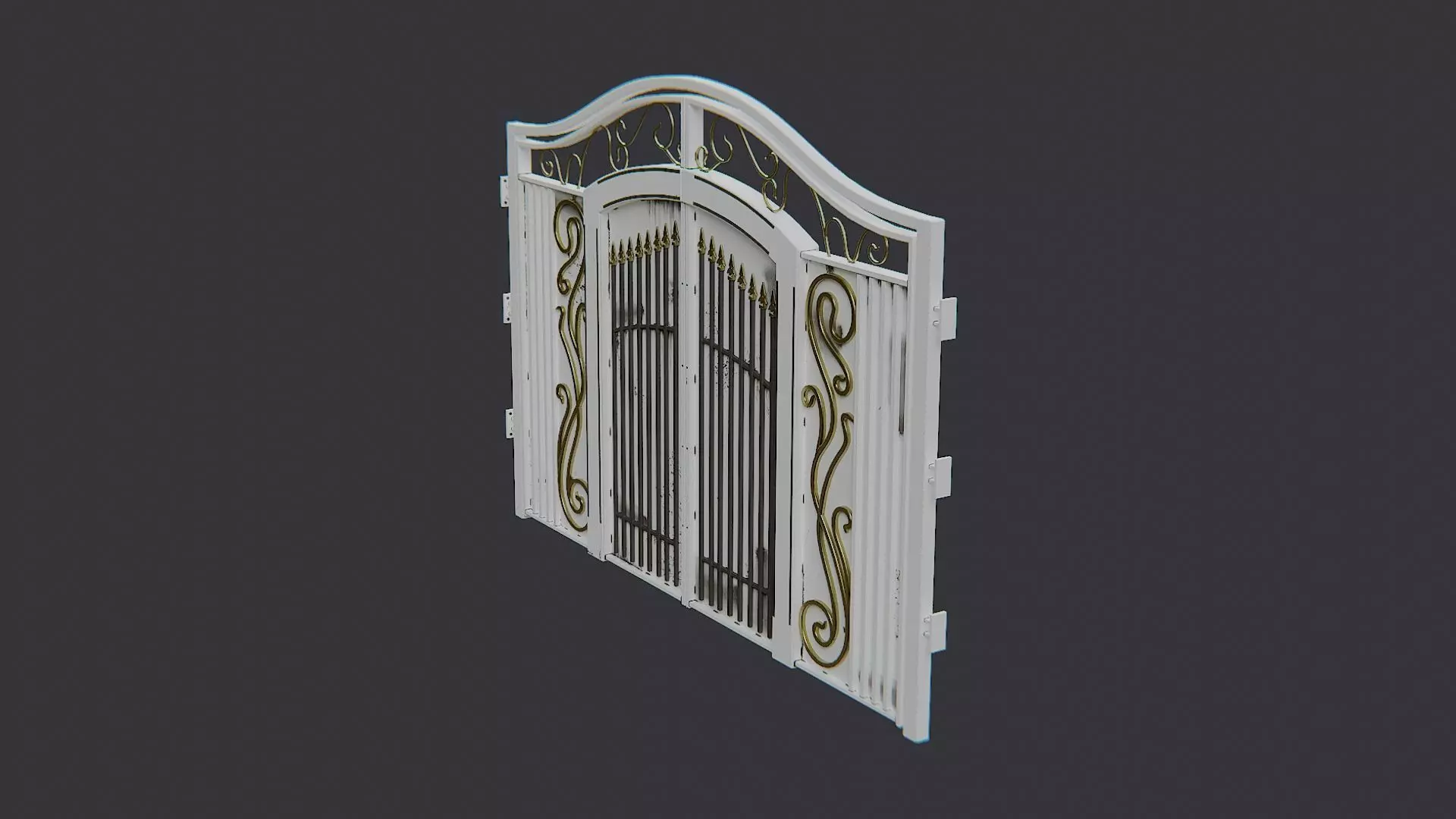 Ornate Church Gate with sliding iron doors Low-poly 3D model_1