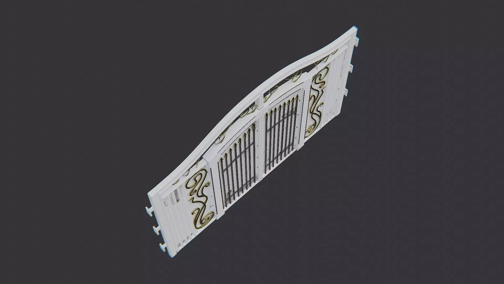 Ornate Church Gate with sliding iron doors Low-poly 3D model_4