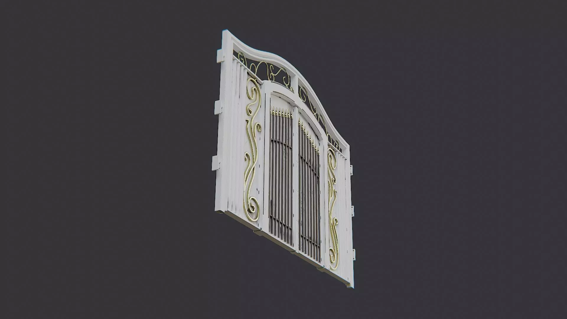 Ornate Church Gate with sliding iron doors Low-poly 3D model_5