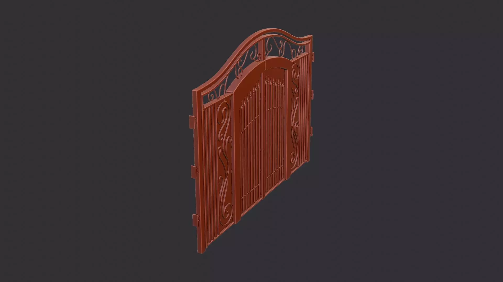 Ornate Church Gate with sliding iron doors Low-poly 3D model_6