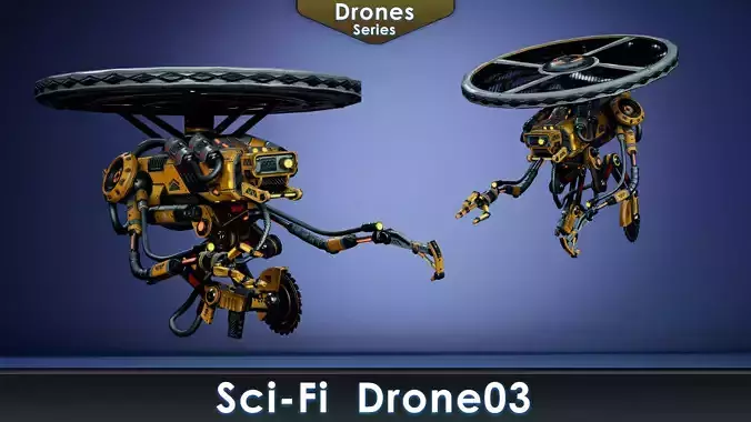 Sci-Fi Drone 03 Low-poly 3D model Sci-Fi Drone 03 Low-poly 3D model