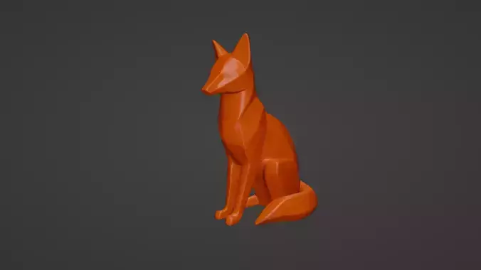 3D Printable STL Minimal Fox Sculpture