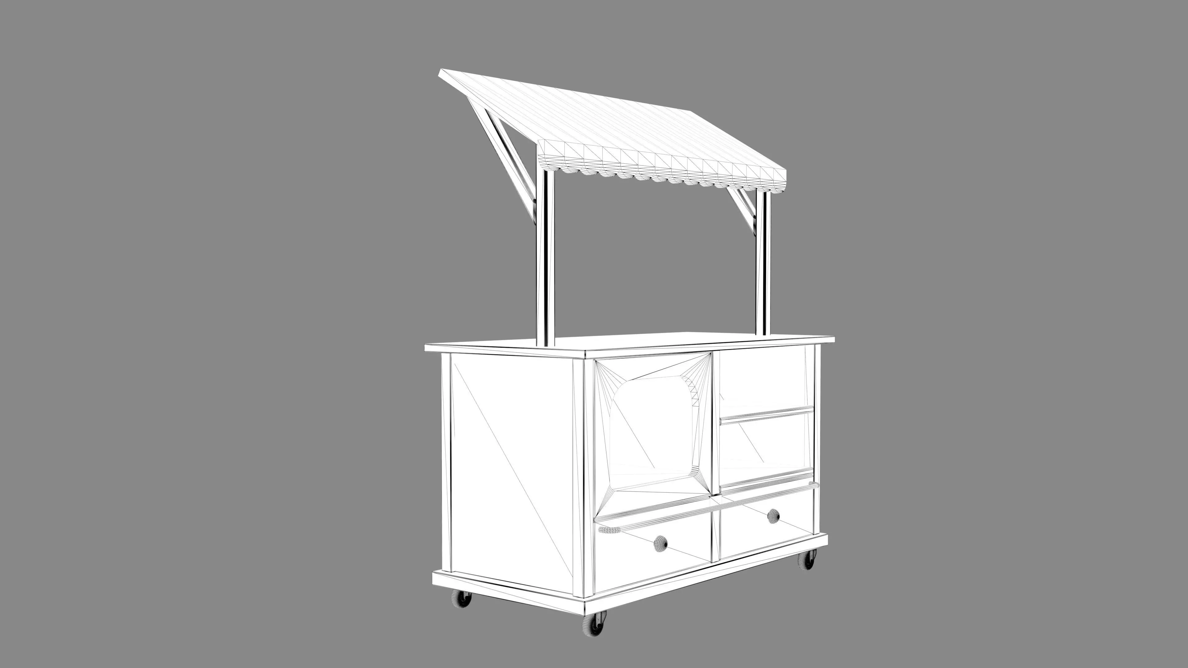 Kids Toy Shop Counter with Awning  3D model_6