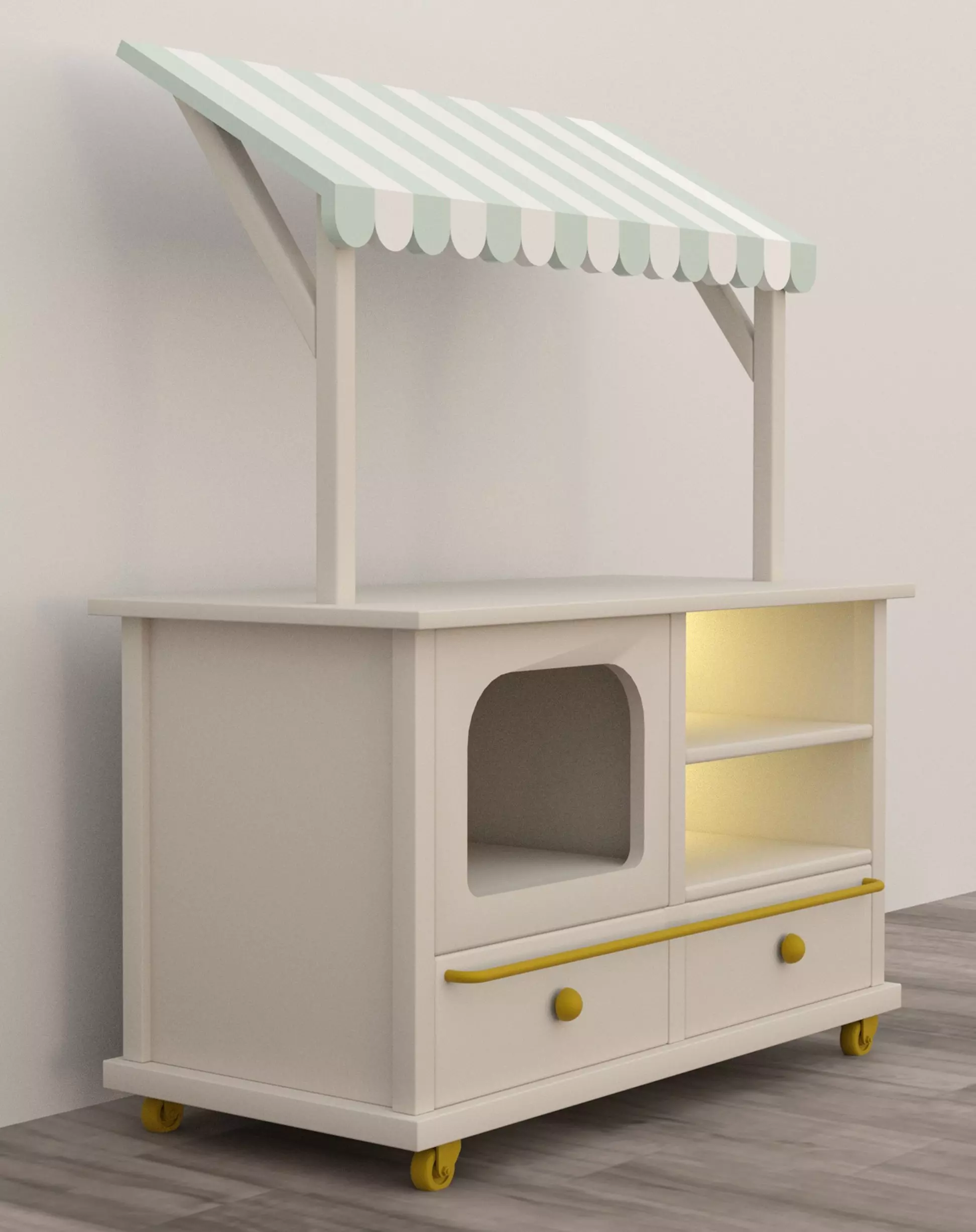 Kids Toy Shop Counter with Awning  3D model_0