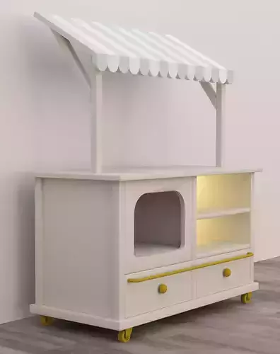 Kids Toy Shop Counter with Awning  3D model