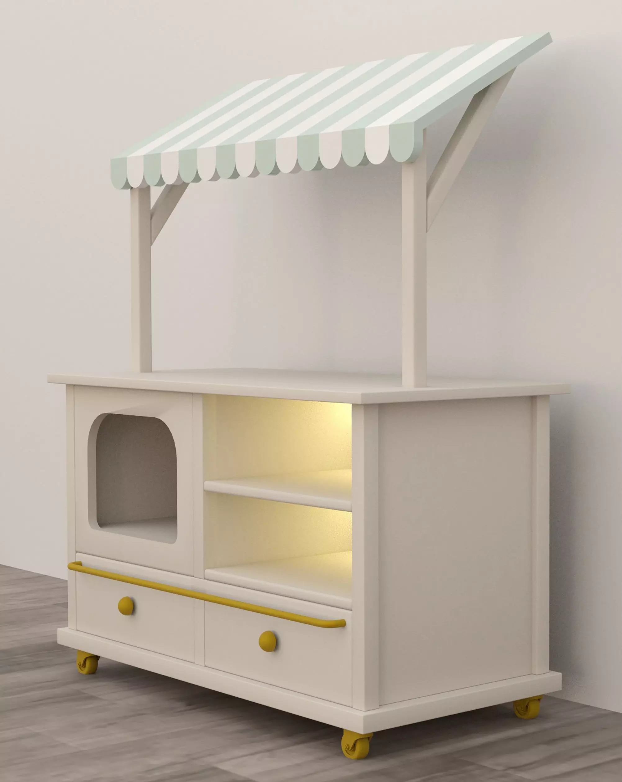 Kids Toy Shop Counter with Awning  3D model_5