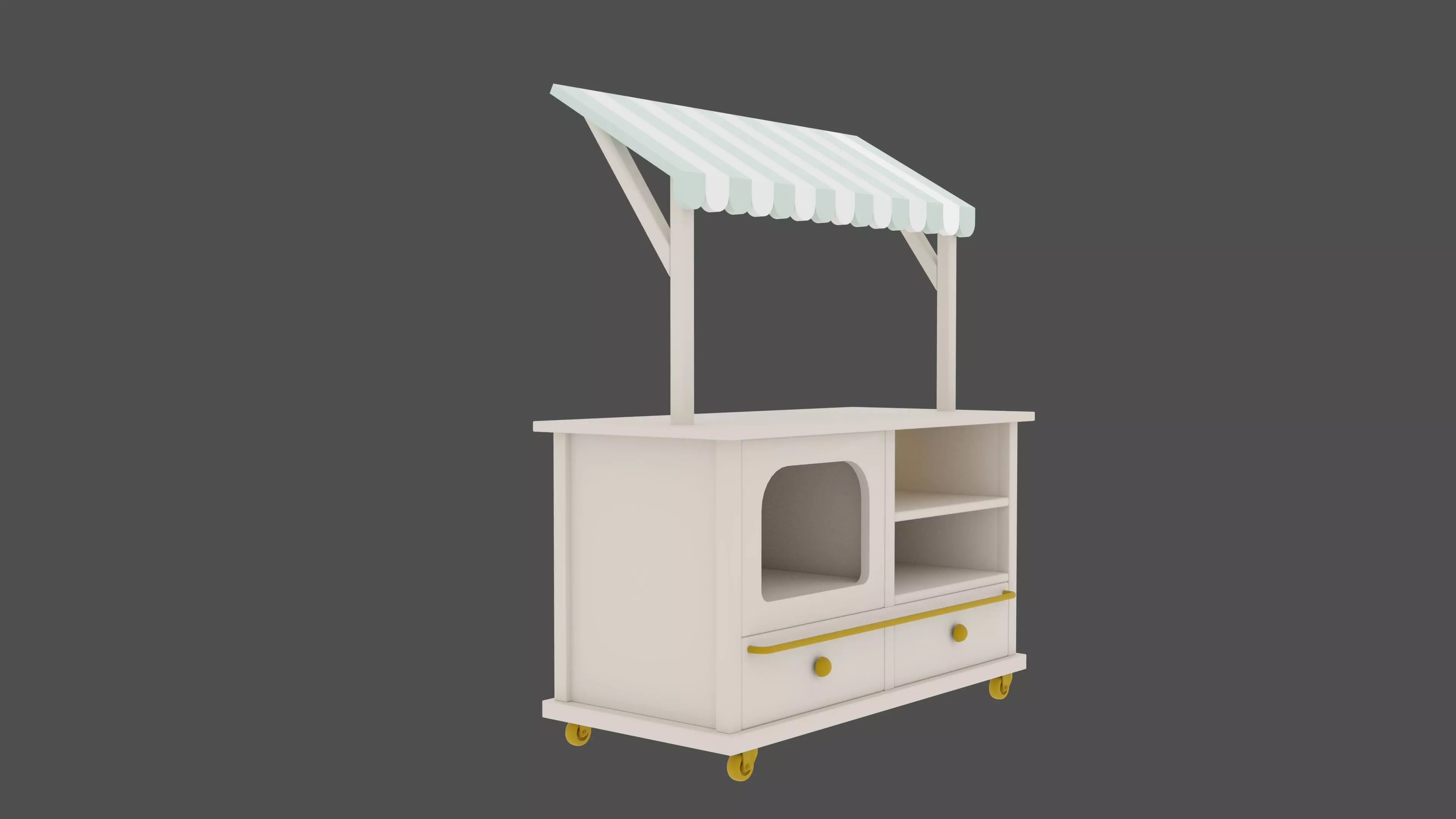 Kids Toy Shop Counter with Awning  3D model_1